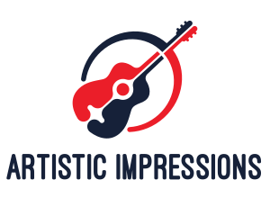 Red Blue Guitar logo design