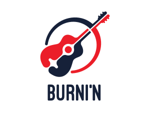 Red Blue Guitar logo design