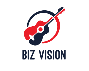 Red Blue Guitar logo design