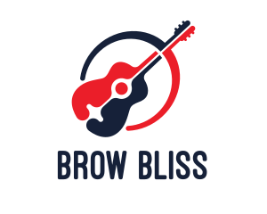 Red Blue Guitar logo design