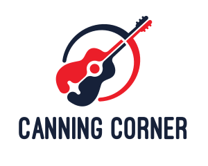 Red Blue Guitar logo design