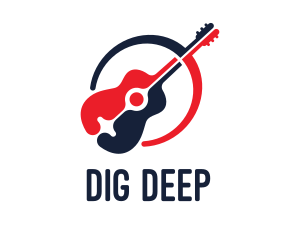 Red Blue Guitar logo design