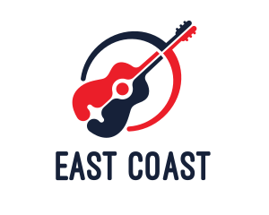 Red Blue Guitar logo design