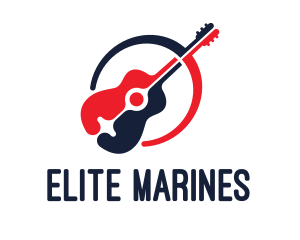 Red Blue Guitar logo design