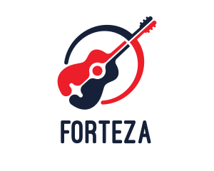 Red Blue Guitar logo design