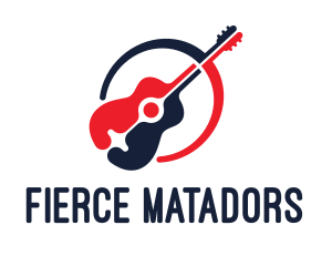 Red Blue Guitar logo design