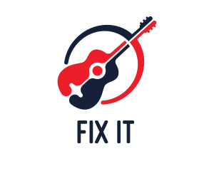 Red Blue Guitar logo design