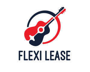 Red Blue Guitar logo design