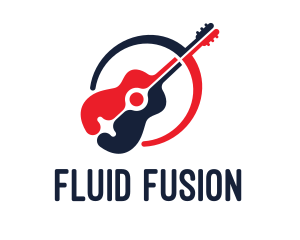 Red Blue Guitar logo design