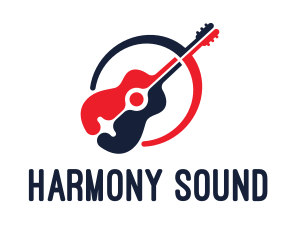 Acoustic - Red Blue Guitar logo design