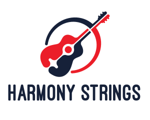 Red Blue Guitar logo design