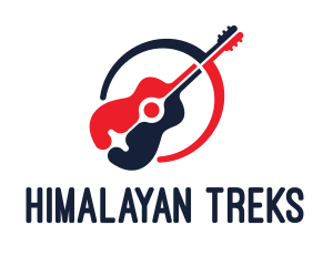 Red Blue Guitar logo design