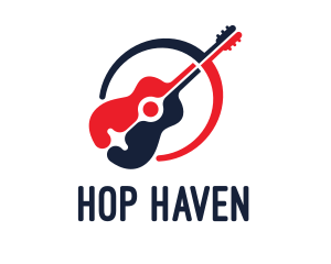 Red Blue Guitar logo design