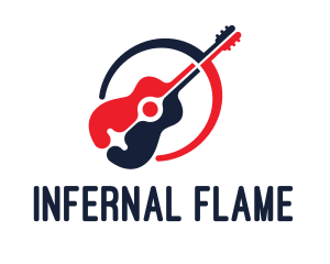 Red Blue Guitar logo design