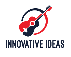 Red Blue Guitar logo design