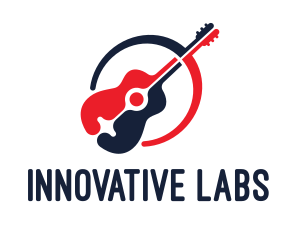 Red Blue Guitar logo design