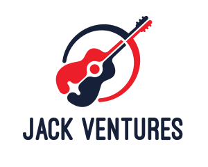 Red Blue Guitar logo design