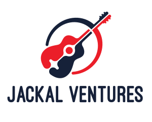 Red Blue Guitar logo design