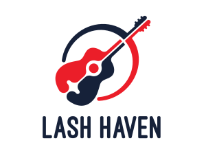 Red Blue Guitar logo design