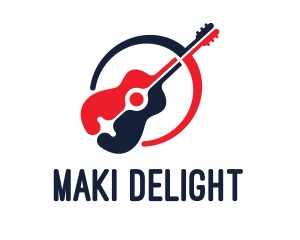 Red Blue Guitar logo design