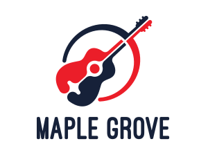 Red Blue Guitar logo design