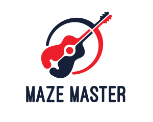 Red Blue Guitar logo design