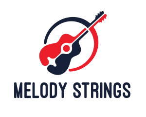 Red Blue Guitar logo design