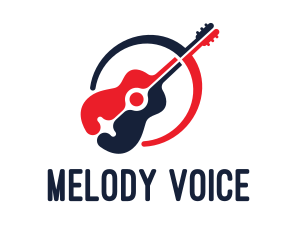 Singer - Red Blue Guitar logo design