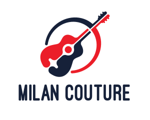 Red Blue Guitar logo design