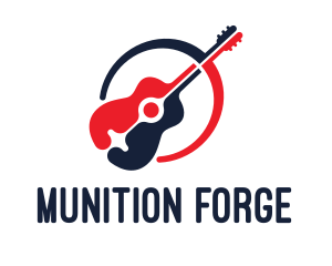 Red Blue Guitar logo design