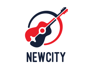 Red Blue Guitar logo design