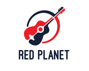 Red Blue Guitar logo design