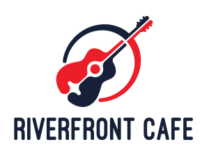 Red Blue Guitar logo design