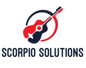 Red Blue Guitar logo design