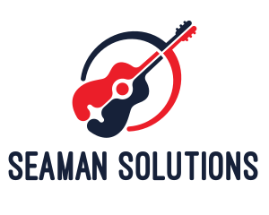 Red Blue Guitar logo design