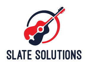 Red Blue Guitar logo design