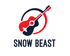 Red Blue Guitar logo design