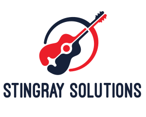 Red Blue Guitar logo design