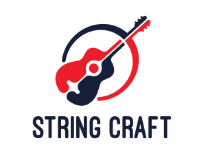 Red Blue Guitar logo design