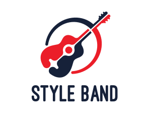 Red Blue Guitar logo design