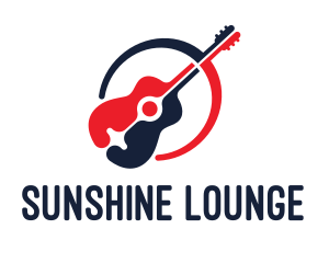 Red Blue Guitar logo design