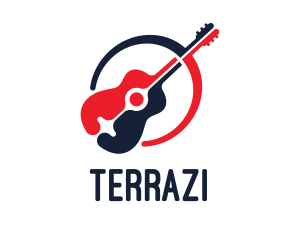 Red Blue Guitar logo design