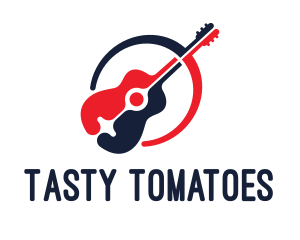 Red Blue Guitar logo design