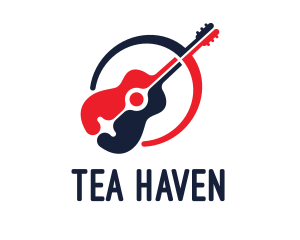 Red Blue Guitar logo design