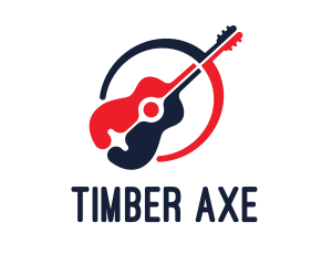 Red Blue Guitar logo design