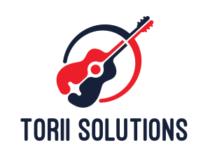 Red Blue Guitar logo design