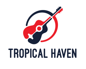 Red Blue Guitar logo design