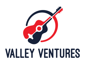 Red Blue Guitar logo design