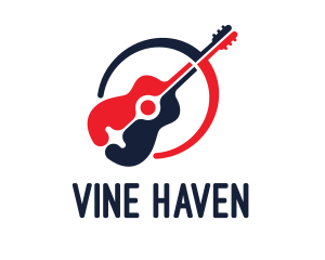 Red Blue Guitar logo design