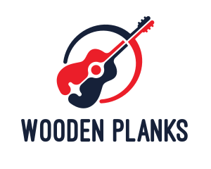 Red Blue Guitar logo design